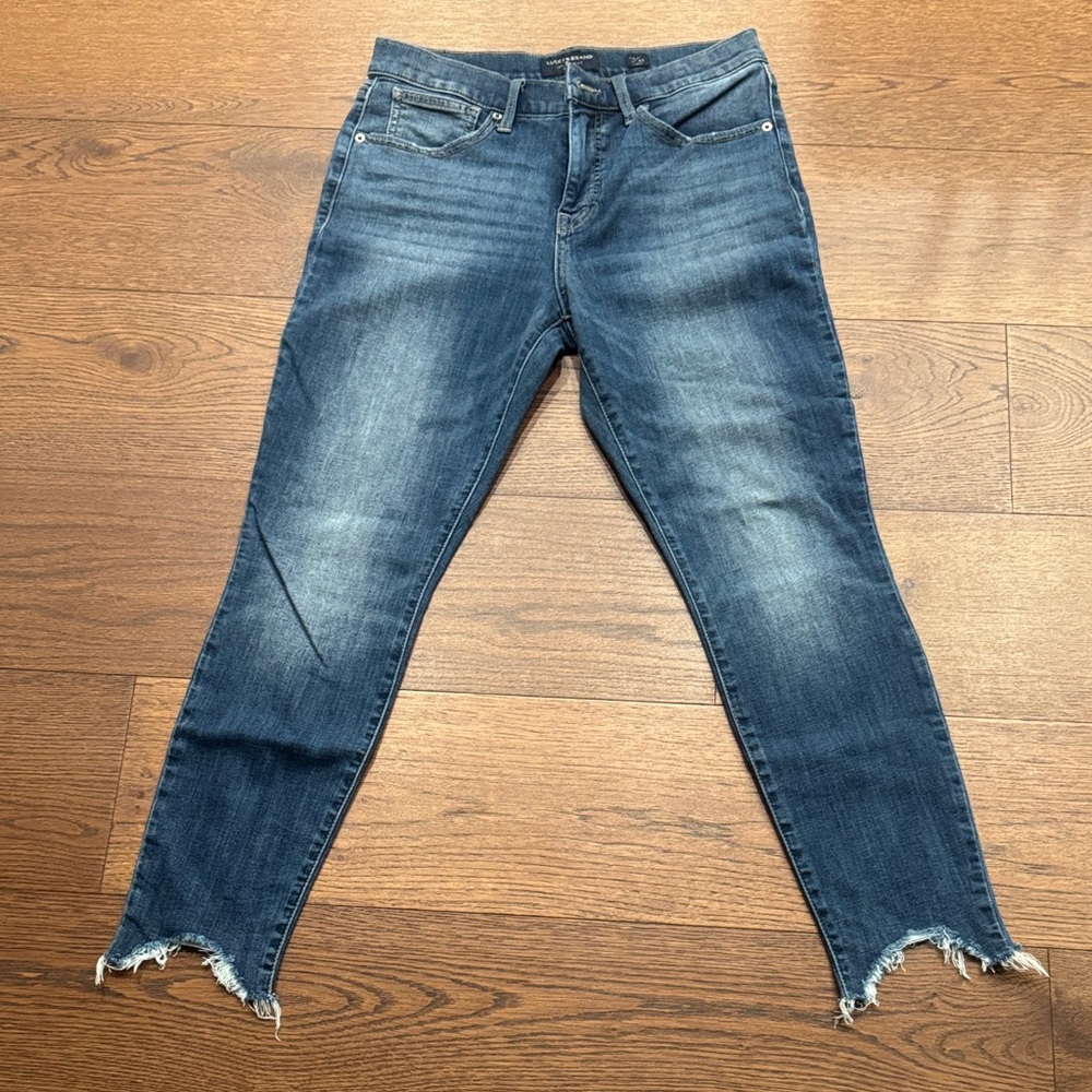Lucky Brand Dark Wash Ankle Crop Jeans with Frayed Hem